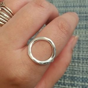 Open Circle Halo Ring 925 Silver